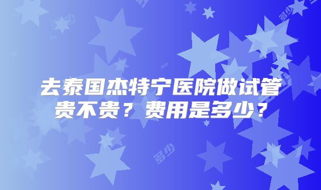 去泰国杰特宁医院做试管贵不贵?费用是多少?