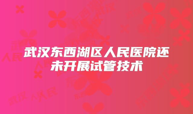 武汉东西湖区人民医院还未开展试管技术