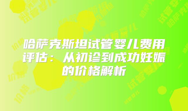 哈萨克斯坦试管婴儿费用评估:从初诊到成功妊娠的价格解析