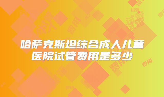 哈萨克斯坦综合成人儿童医院试管费用是多少