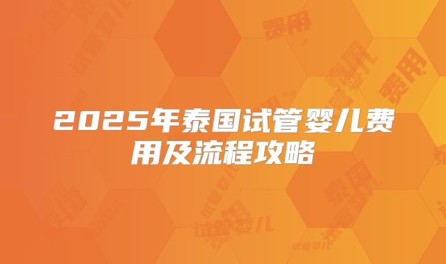 2025年泰国试管婴儿费用及流程攻略