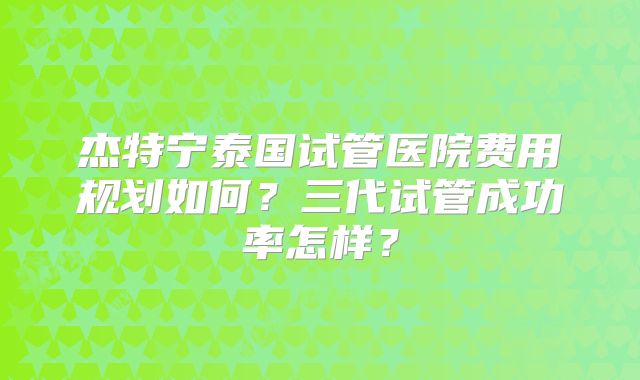 杰特宁泰国试管医院费用规划如何?三代试管成功率怎样?