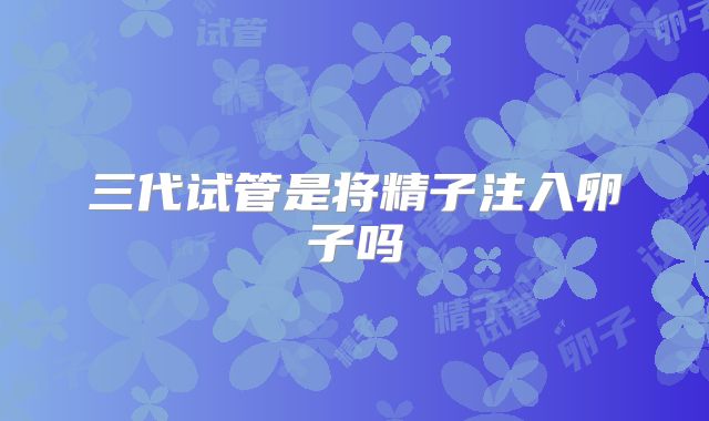 三代试管是将精子注入卵子吗