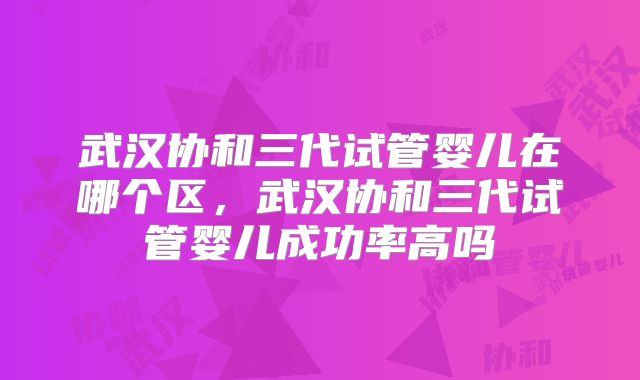 武汉协和三代试管婴儿在哪个区,武汉协和三代试管婴儿成功率高吗