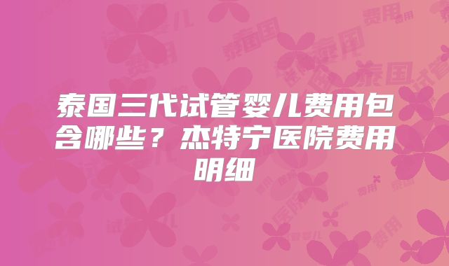 泰国三代试管婴儿费用包含哪些?杰特宁医院费用明细
