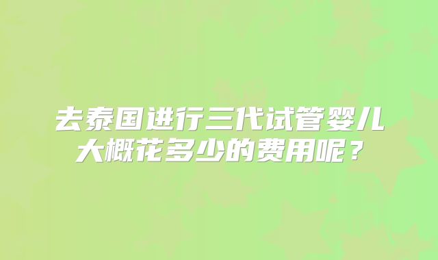 去泰国进行三代试管婴儿大概花多少的费用呢？