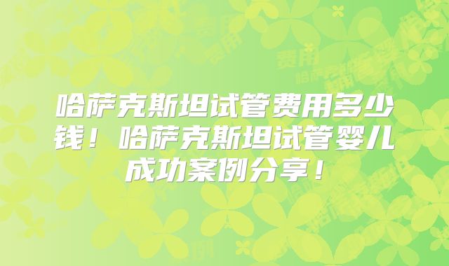 哈萨克斯坦试管费用多少钱!哈萨克斯坦试管婴儿成功案例分享!