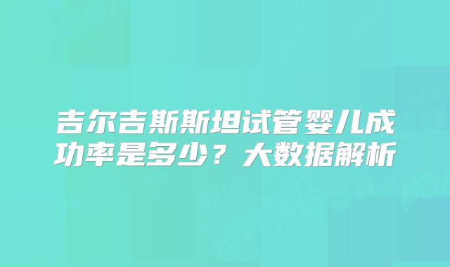 吉尔吉斯斯坦试管婴儿成功率是多少？大数据解析