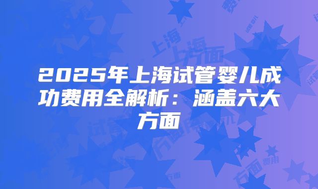 2025年上海试管婴儿成功费用全解析:涵盖六大方面