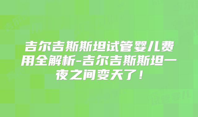 吉尔吉斯斯坦试管婴儿费用全解析-吉尔吉斯斯坦一夜之间变天了!