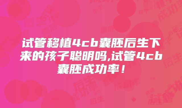 试管移植4cb囊胚后生下来的孩子聪明吗,试管4cb囊胚成功率!