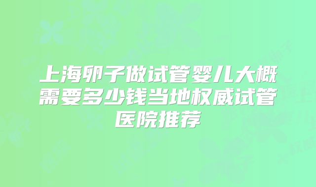 上海卵子做试管婴儿大概需要多少钱当地权威试管医院推荐