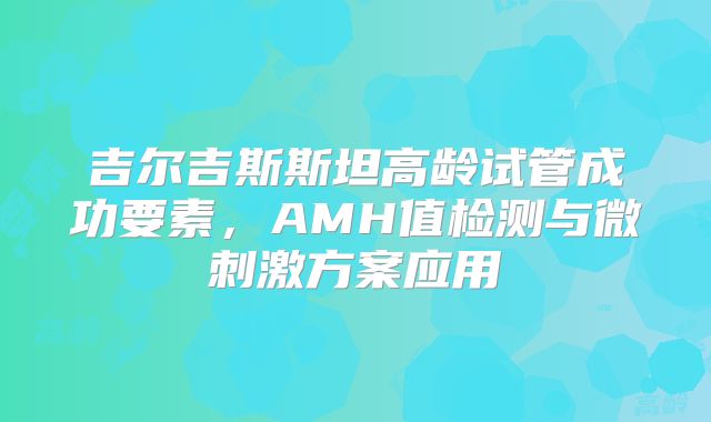 吉尔吉斯斯坦高龄试管成功要素,AMH值检测与微刺激方案应用