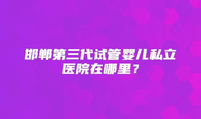 邯郸第三代试管婴儿私立医院在哪里?