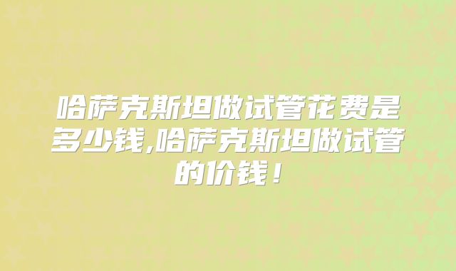 哈萨克斯坦做试管花费是多少钱,哈萨克斯坦做试管的价钱!