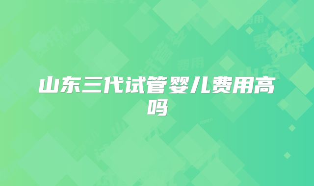 山东三代试管婴儿费用高吗
