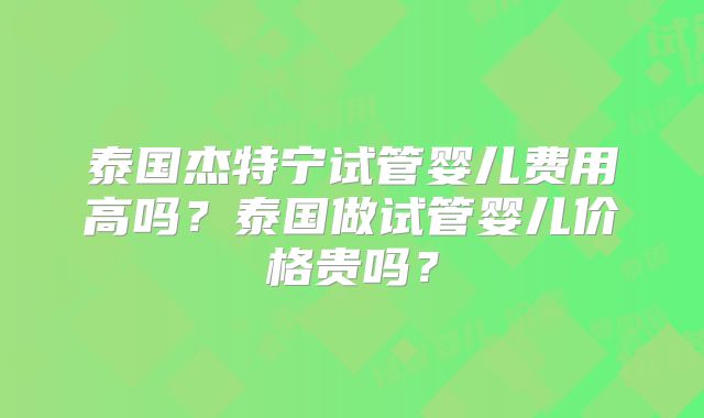 泰国杰特宁试管婴儿费用高吗?泰国做试管婴儿价格贵吗?