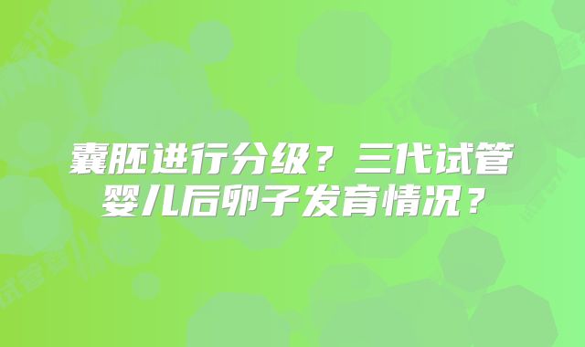 囊胚进行分级?三代试管婴儿后卵子发育情况?