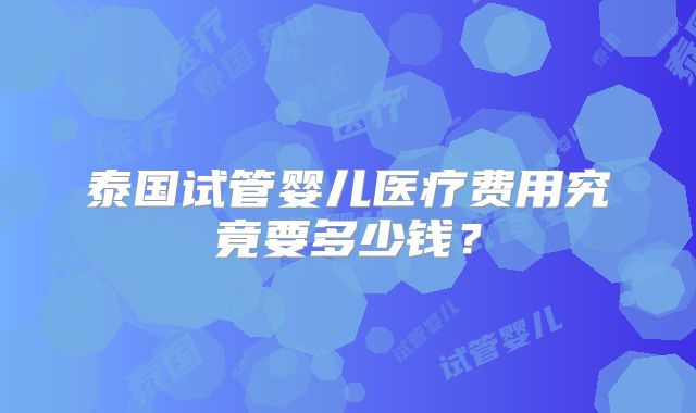 泰国试管婴儿医疗费用究竟要多少钱？