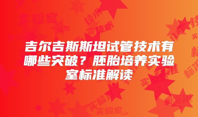 吉尔吉斯斯坦试管技术有哪些突破?胚胎培养实验室标准解读
