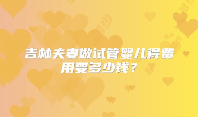 吉林夫妻做试管婴儿得费用要多少钱？