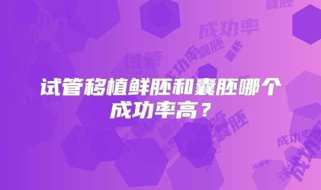 试管移植鲜胚和囊胚哪个成功率高?