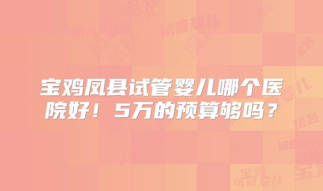 宝鸡凤县试管婴儿哪个医院好!5万的预算够吗?