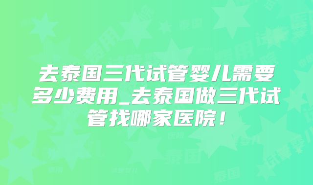 去泰国三代试管婴儿需要多少费用_去泰国做三代试管找哪家医院！