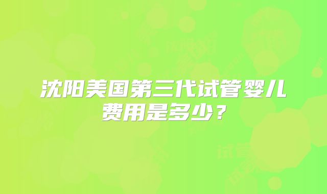 沈阳美国第三代试管婴儿费用是多少?