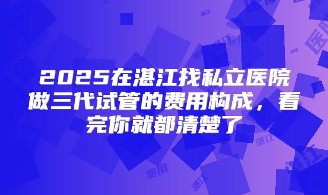 2025在湛江找私立医院做三代试管的费用构成，看完你就都清楚了