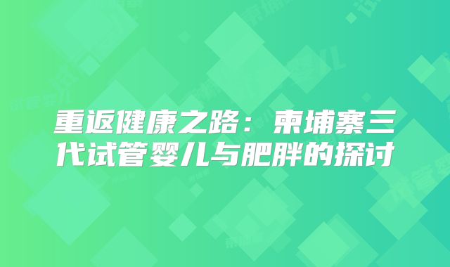 重返健康之路：柬埔寨三代试管婴儿与肥胖的探讨
