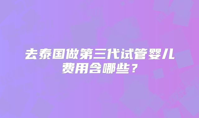 去泰国做第三代试管婴儿费用含哪些?