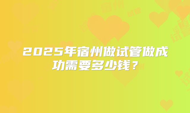 2025年宿州做试管做成功需要多少钱？