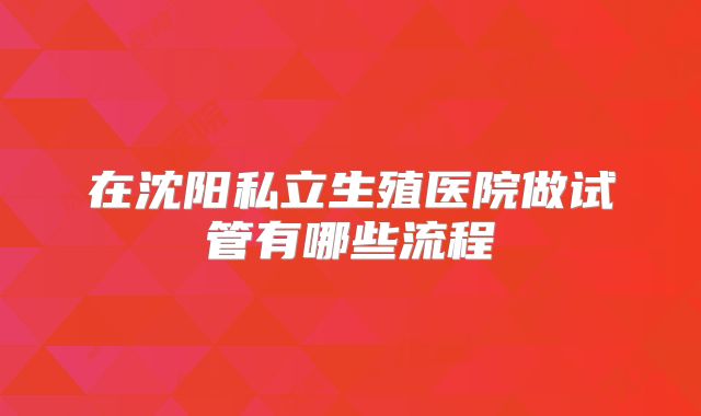 在沈阳私立生殖医院做试管有哪些流程