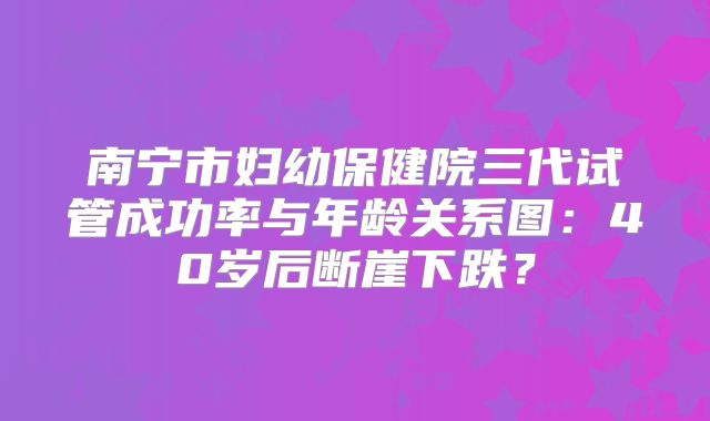 南宁市妇幼保健院三代试管成功率与年龄关系图:40岁后断崖下跌?