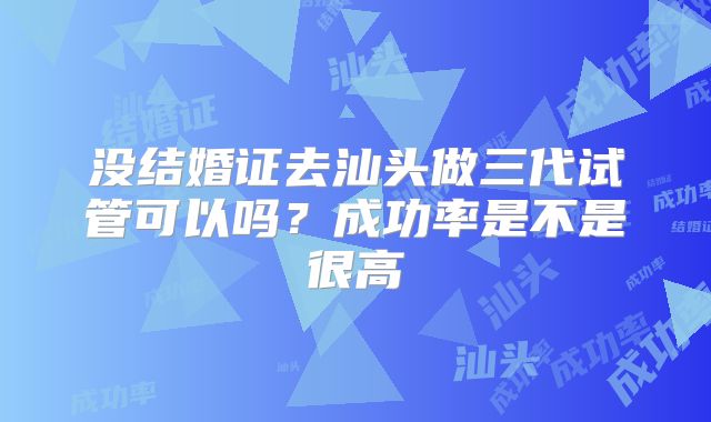 没结婚证去汕头做三代试管可以吗?成功率是不是很高