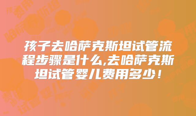 孩子去哈萨克斯坦试管流程步骤是什么,去哈萨克斯坦试管婴儿费用多少！