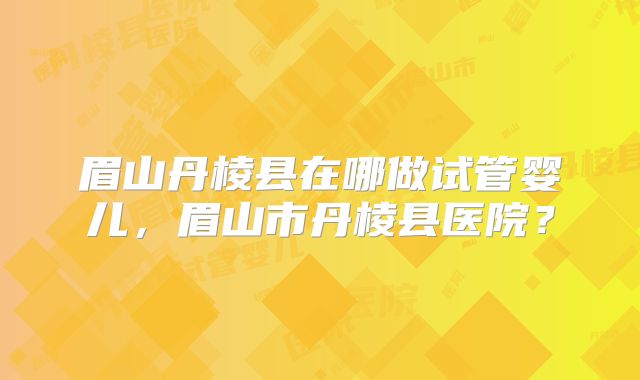 眉山丹棱县在哪做试管婴儿,眉山市丹棱县医院?