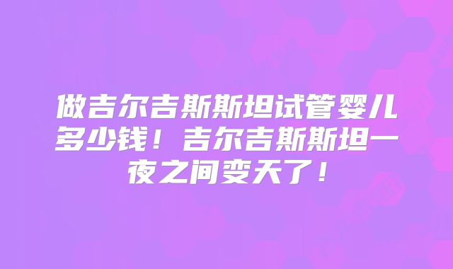 做吉尔吉斯斯坦试管婴儿多少钱!吉尔吉斯斯坦一夜之间变天了!