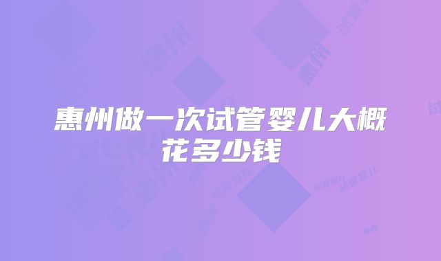 惠州做一次试管婴儿大概花多少钱