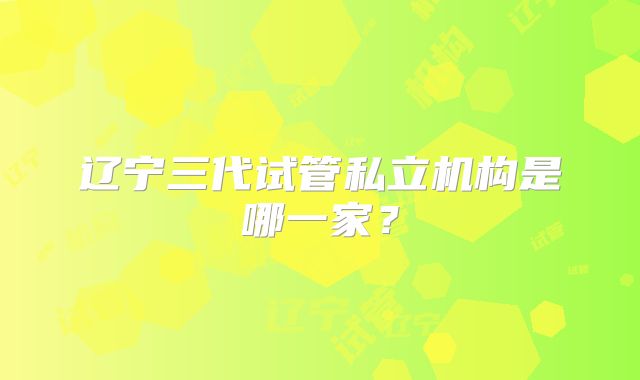辽宁三代试管私立机构是哪一家?