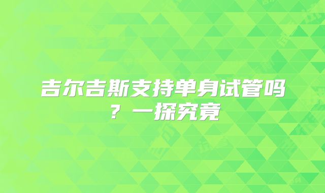 吉尔吉斯支持单身试管吗?一探究竟