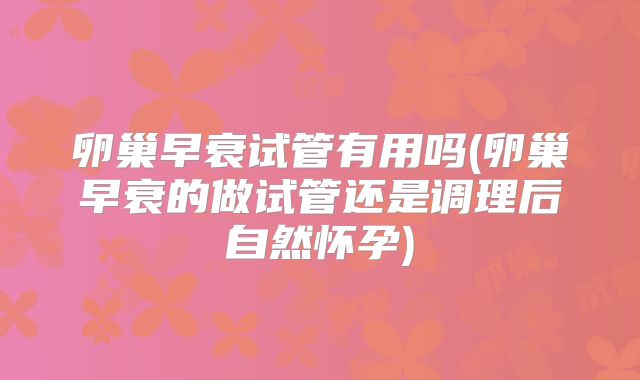 卵巢早衰试管有用吗(卵巢早衰的做试管还是调理后自然怀孕)