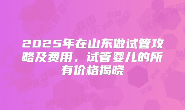 2025年在山东做试管攻略及费用，试管婴儿的所有价格揭晓