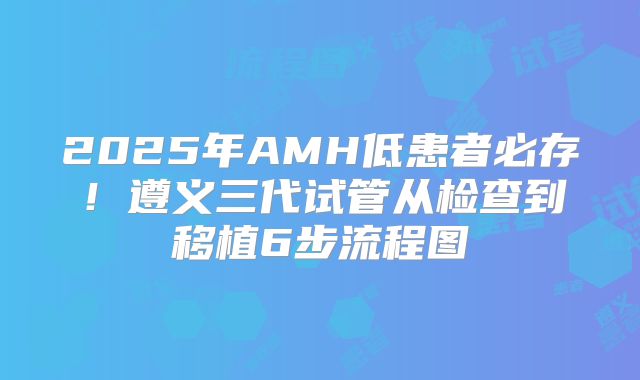 2025年AMH低患者必存!遵义三代试管从检查到移植6步流程图