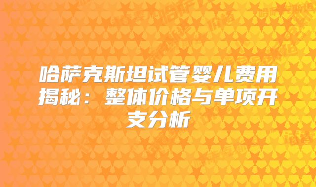 哈萨克斯坦试管婴儿费用揭秘:整体价格与单项开支分析