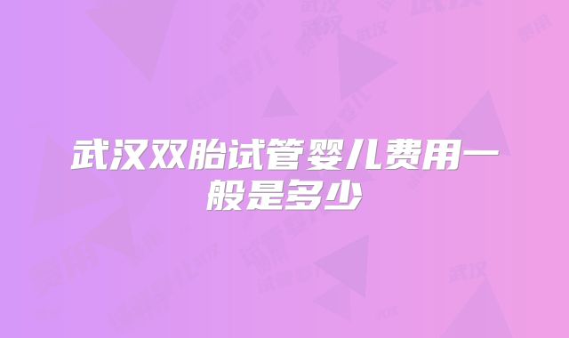 武汉双胎试管婴儿费用一般是多少