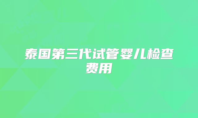 泰国第三代试管婴儿检查费用
