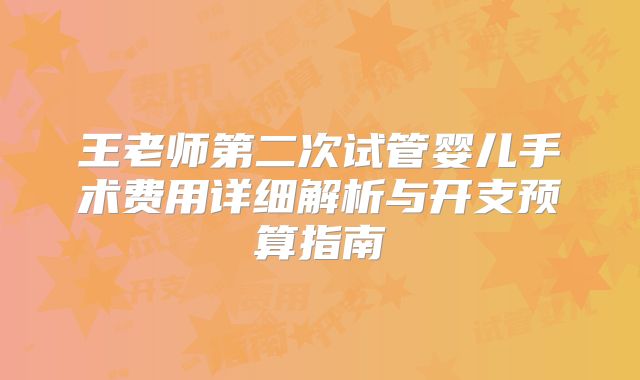 王老师第二次试管婴儿手术费用详细解析与开支预算指南