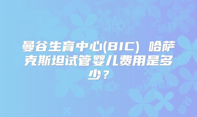 曼谷生育中心(BIC) 哈萨克斯坦试管婴儿费用是多少？